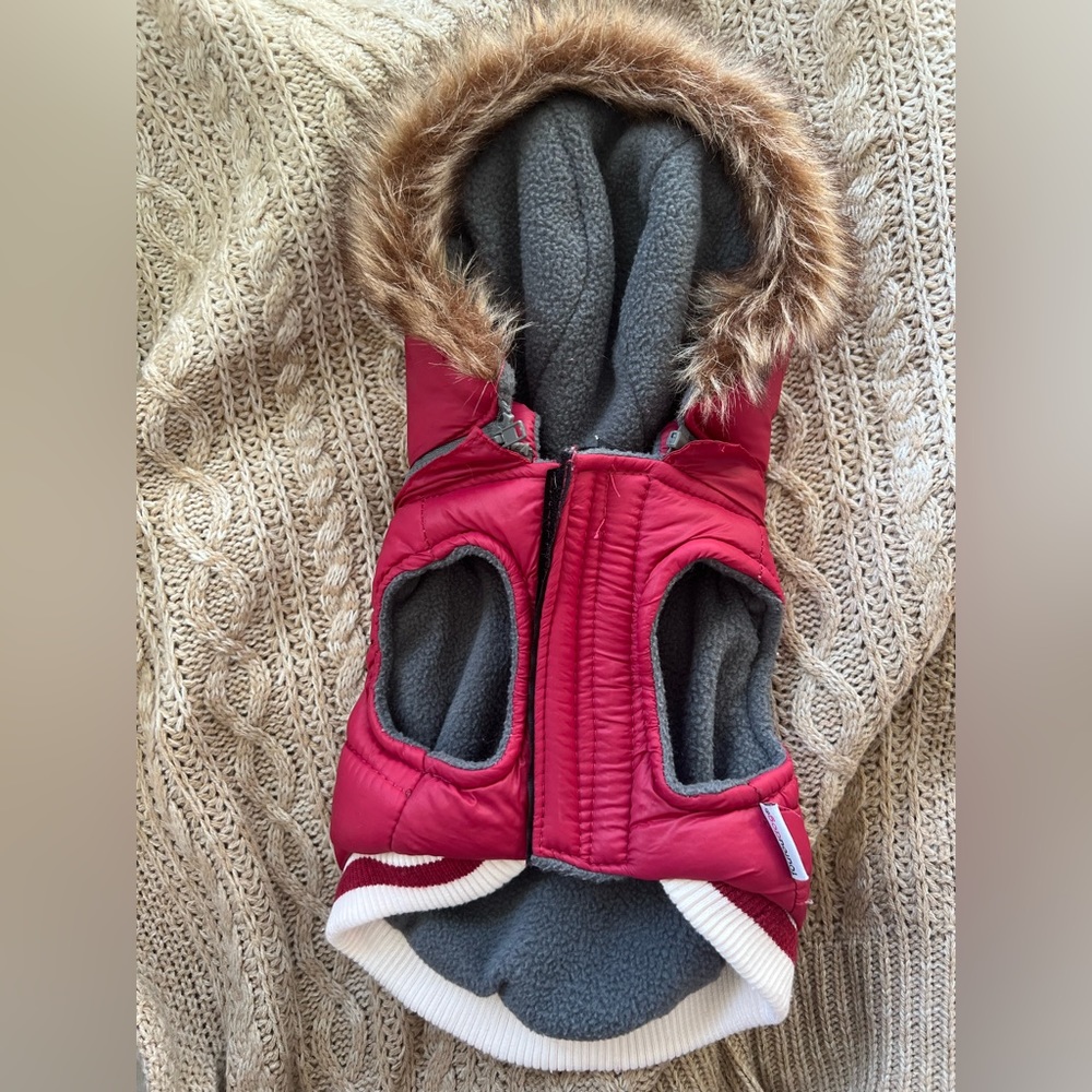 [Free add on item] Expedition Winter parka with faux fur trim for small dogs